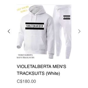Violetalberta Men's White Tracksuit Everthing Is Mens And Womans